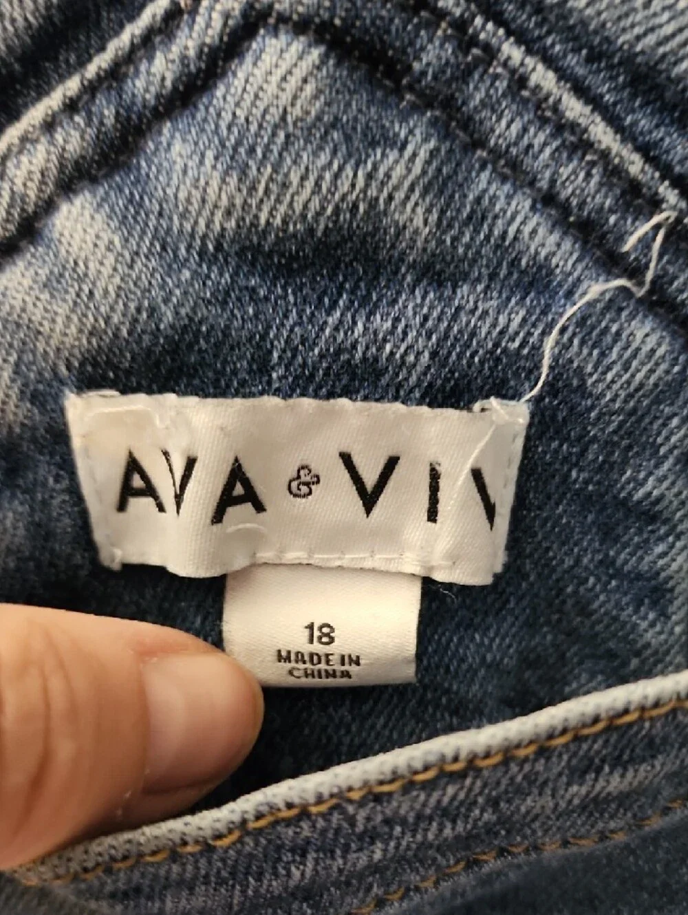 Ava & Viv Classic Blue Denim Overalls Size Youth 18 - Picture 2 of 9